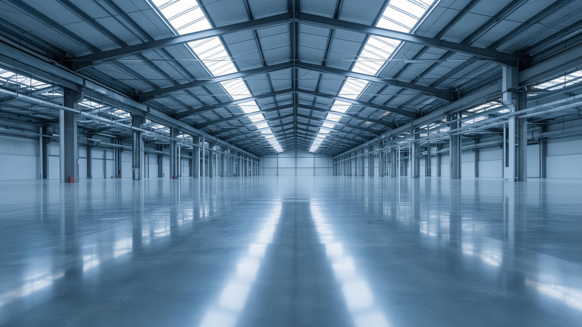 Polished commercial warehouse floor